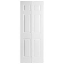 Photo 1 of 36-in x 80-in 6-panel Smooth Hollow Core Primed Molded Composite Closet Bifold Door Off-White