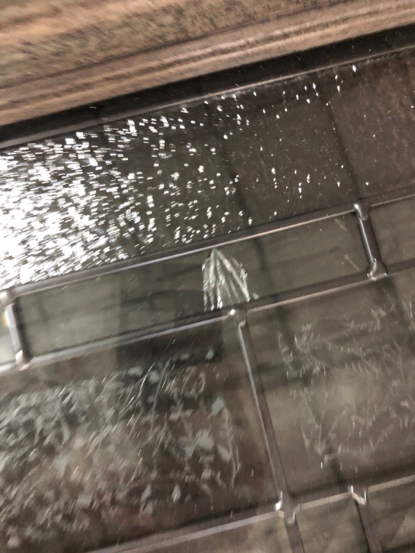Photo 1 of **GLASS DECORATION CRACKED**
Feather River Doors Preston 36 in. x 80 in. Left Hand Inswing Half Lite Decorative Glass Oak Stained Ash Fiberglass Prehung Front Door