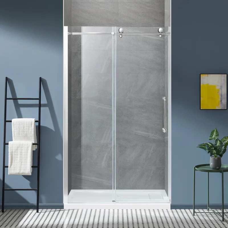 Photo 1 of ***USED - LIKELY MISSING PARTS - UNABLE TO VERIFY FUNCTIONALITY***
allen + roth Ellum Polished Chrome 46-1/2-in to 48-in W x 78.75-in H Frameless Sliding Soft Close Shower Door