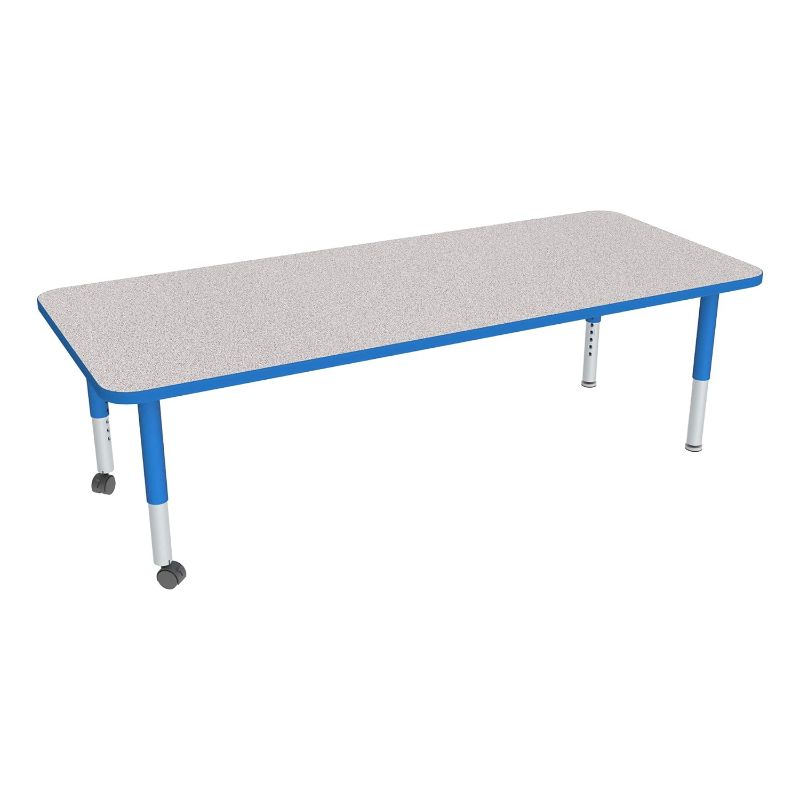 Photo 1 of ***TABLETOP ONLY - NO LEGS OR HARDARE - SEE PICTURES***
Adjustable Height Mobile Classroom Activity Table for Preschools, Rectangle Preschool Activity Table with Casters, 30"D x 60"W x 23"H, Gray/Blue