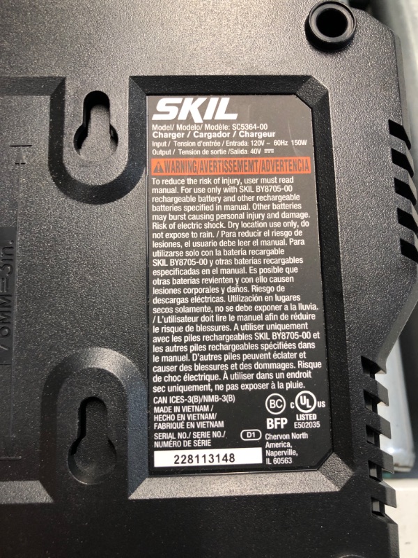 Photo 3 of **UNABLE TO TEST**
SKIL SC5364-00 PWRJump PWRCore 40 150W 40V Charger