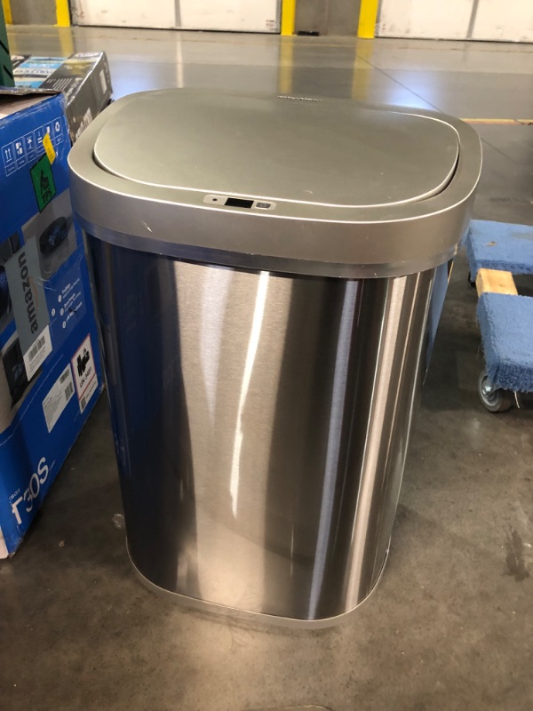 Photo 7 of ***USED - MINOR DAMAGED READ NOTES***
Nine Stars 21gal Motion Sensor Oval Shape Stainless Steel Trash Can Silver