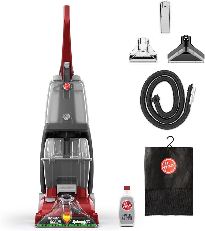 Photo 1 of ***USED - MISSING PARTS - UNTESTED - SEE COMMENTS***
Hoover PowerScrub Deluxe Carpet Cleaner Machine, for Carpet and Upholstery, FH50150NC, Red