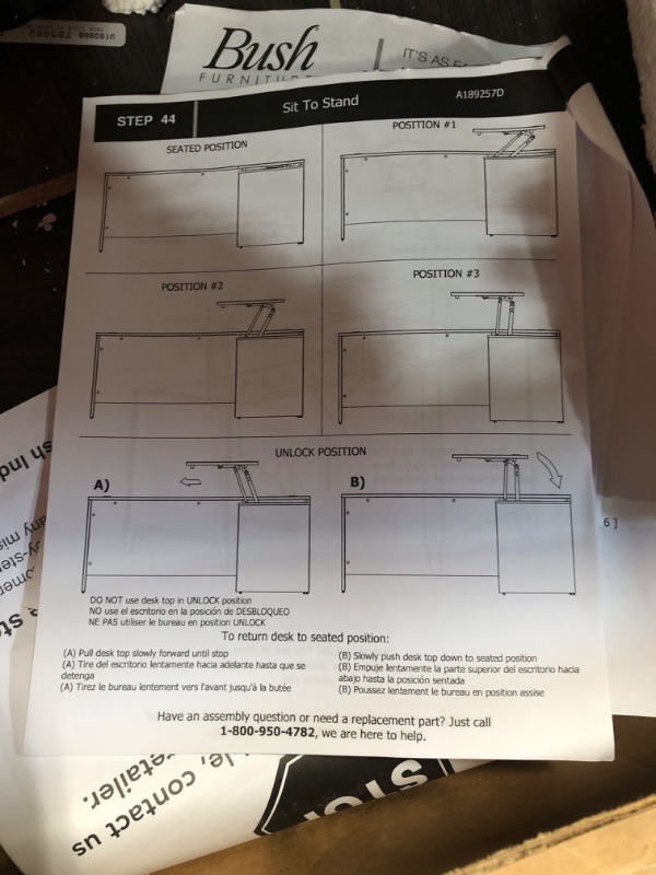 Photo 3 of ***USED - MISSING PARTS - COMMENTS***
Bush Furniture Somerset 72W 3 Position Sit to Stand Adjustable Standing L Shaped Desk, Corner Computer Office Table in Storm Gray