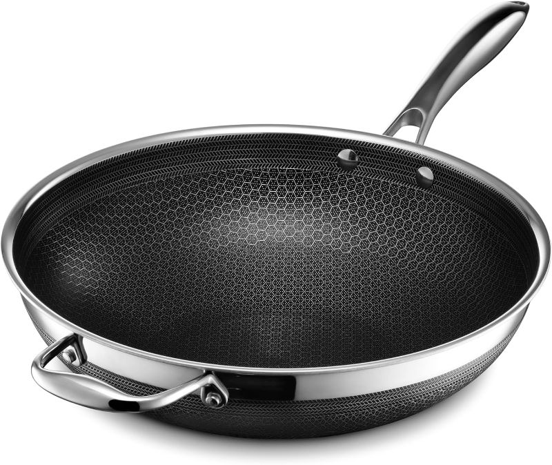 Photo 1 of (READ FULL POST) Hexclad  Nonstick 12-Inch Wok, Stay-Cool Handle, Dishwasher and Oven Safe, Compatible with All Cooktops, Induction Ready