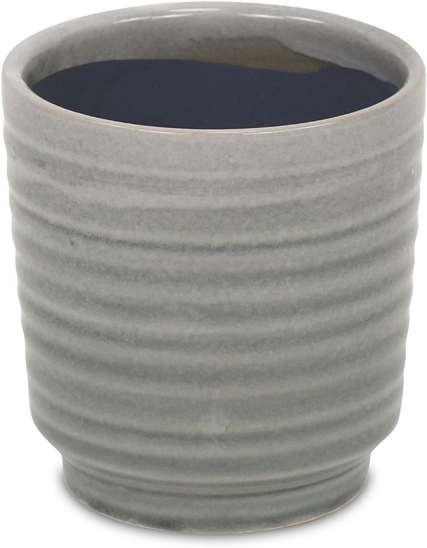 Photo 1 of ***STOCK PHOTO REFERENCE ONLY***Cheungs Gray Rippled Ceramic Planter
