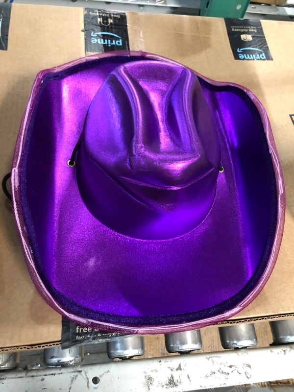 Photo 1 of *SEE NOTES* FlashingBlinkyLights Shiny Light Up Purple Cowboy Hat