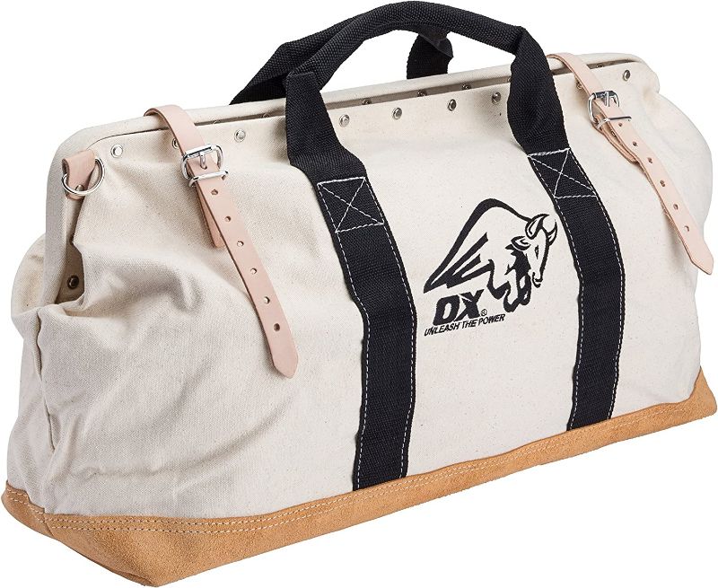 Photo 1 of *SEE NOTES* OX Tools 24" Canvas Mason Tool Bag | Nylon Strap Handles | Suede Leather Bottom
