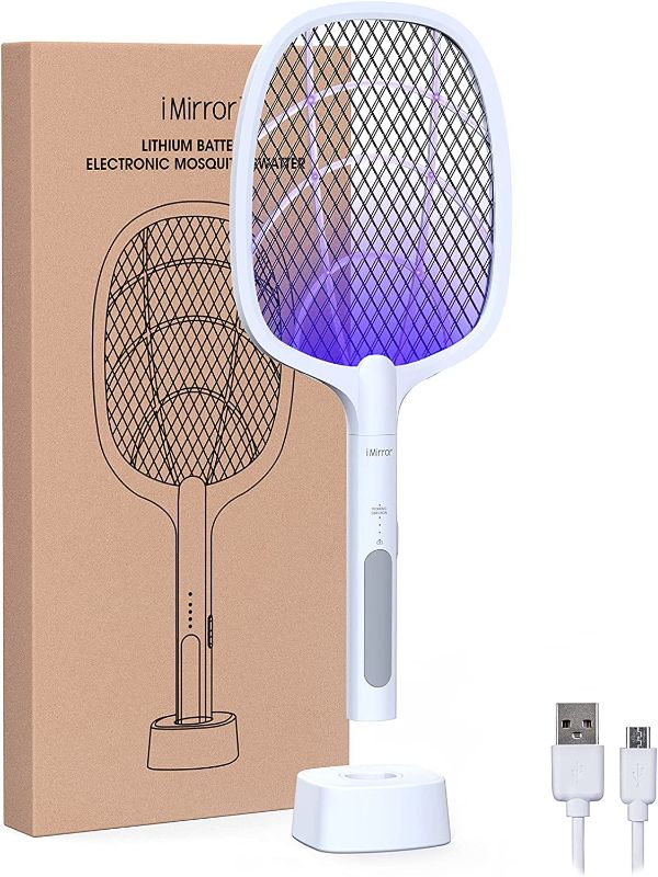 Photo 1 of (READ NOTES) imirror Bug Zapper Racket, 2 in 1 Rechargeable Electric Fly Swatter Mosquito Swatter (2 Pack, 1800mAH)
