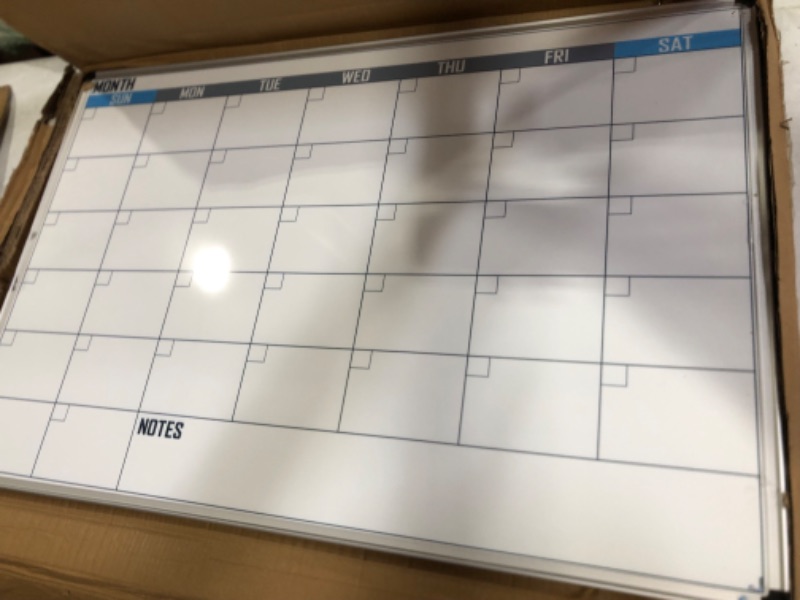Photo 1 of XBoard Dry Erase Calendar Whiteboard 36" x 24" - Double Sided Magnetic Monthly Calendar Dry Erase Board, White Board