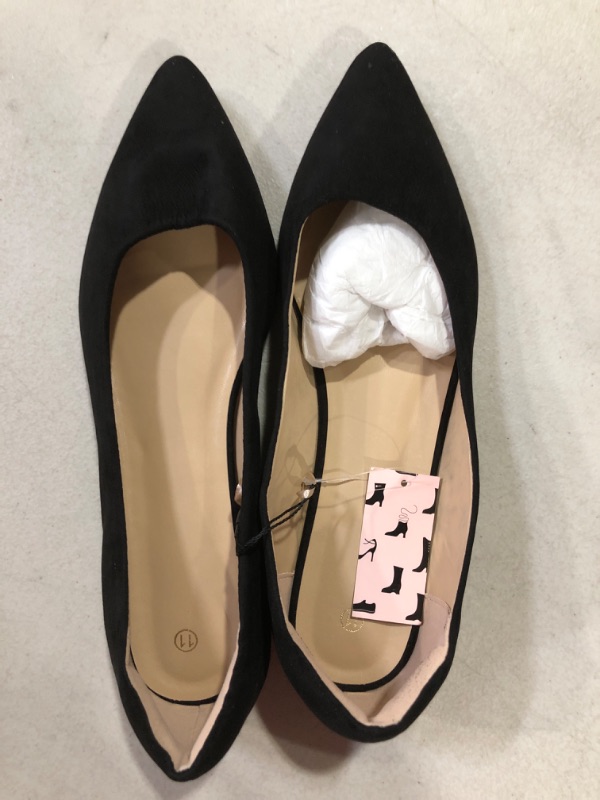 Photo 2 of Black Suede Pointed Toe Flats (Women's Size 11)