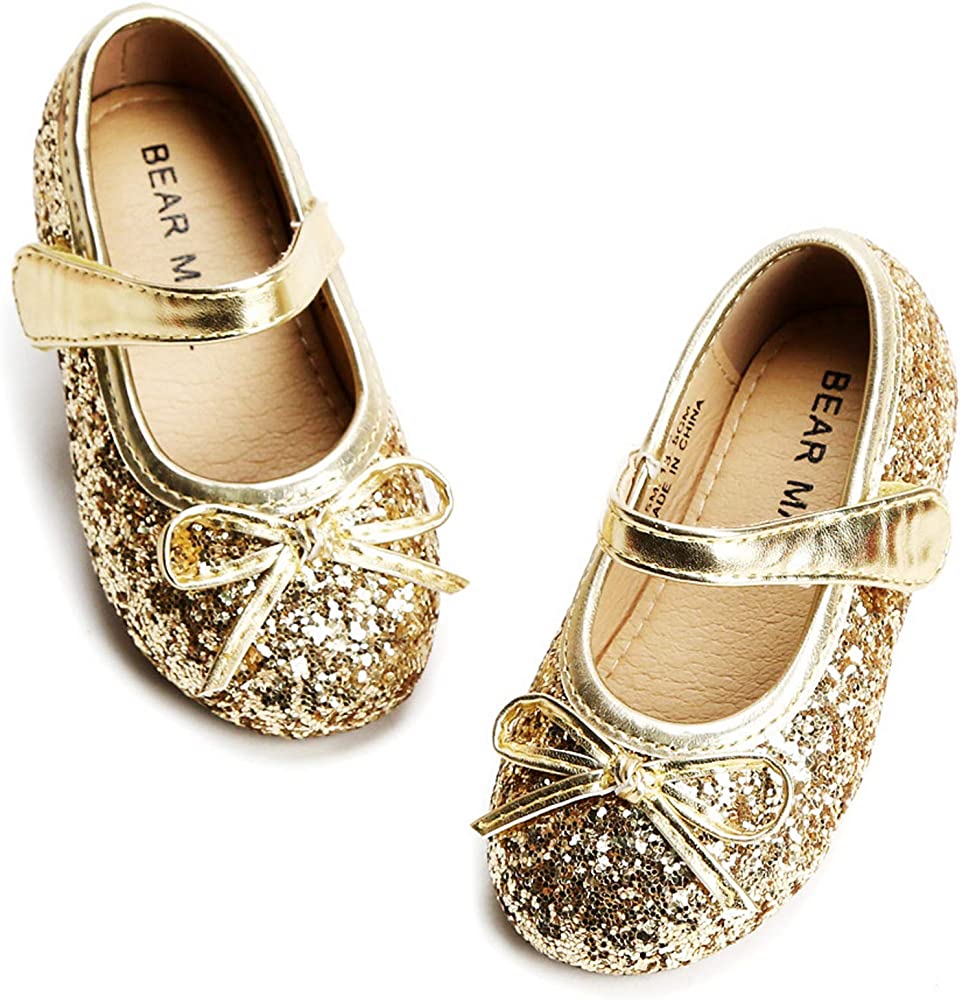 Photo 1 of Felix & Flora Ballet/ Dress Shoes with Gold Glitter and Bows (Kid's Size 12)