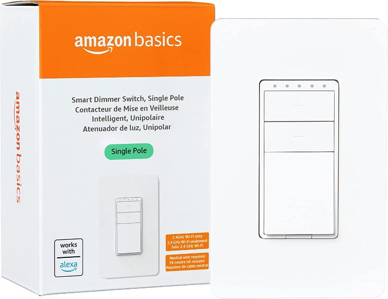 Photo 1 of Amazon Basics Single Pole Smart Dimmer Switch, 