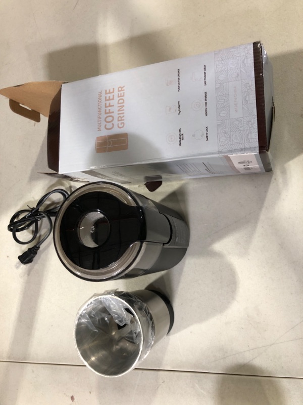 Photo 2 of **FOR PARTS OR REPAIR**
SHARDOR Coffee Grinder Spice Grinder , Herb Grinder, for Coffee Bean Spices and Seeds with 2 Removable Stainless Steel Bowls, Black