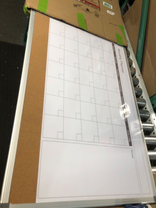 Photo 2 of MAKELLO Monthly Dry Erase Calendar Whiteboard Cork Board Combo for Office, Classroom, Kitchen and Bedroom, 36x24 inches 90X60cm 3 in 1