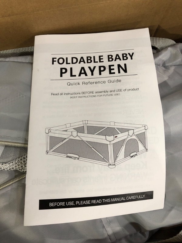 Photo 2 of Baby Playpen Foldable, Heyo.Ja Large Play Yard,  (47"×63") 47x63in Grey