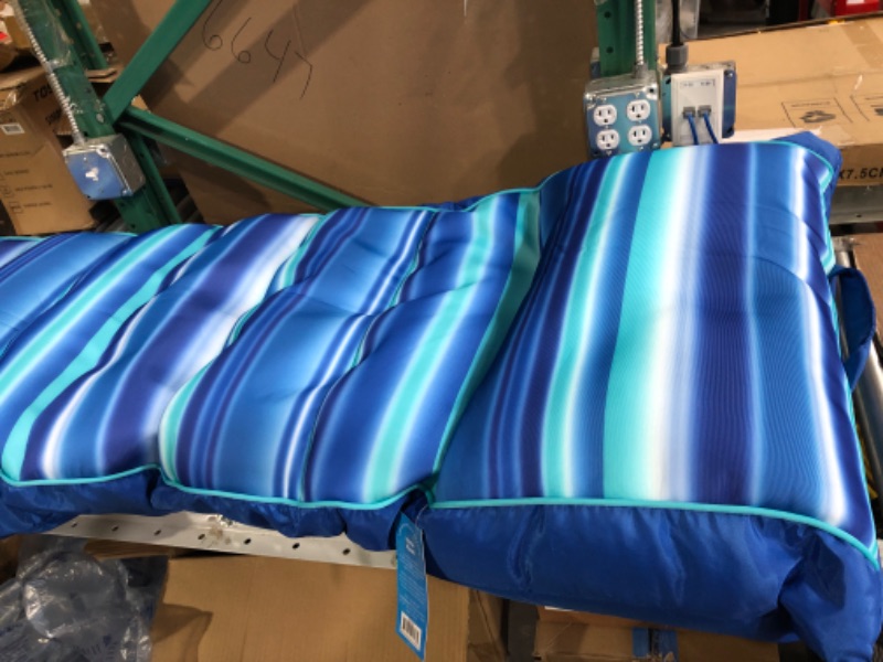Photo 2 of Big Joe Kona No Inflation Needed Pool Lounger with Headrest, Blurred Blue Double Sided Mesh, 5.5ft 