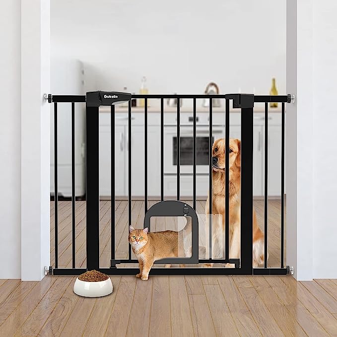 Photo 1 of Babelio Upgraded Baby Gate with Cat Door, 29-43" 