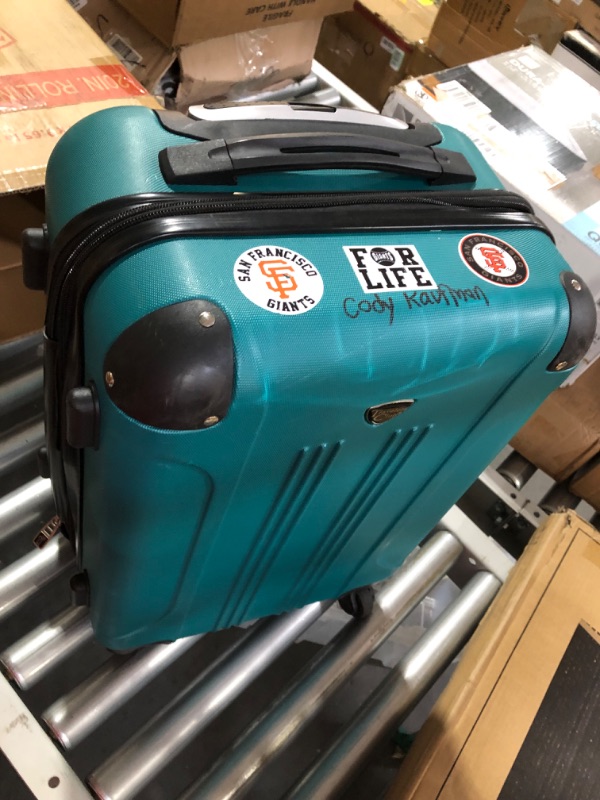 Photo 2 of **SEE PHOTO** Travelers Club Chicago Hardside Expandable Spinner Luggage, Teal, 20" Carry-On Teal 20" Carry-On