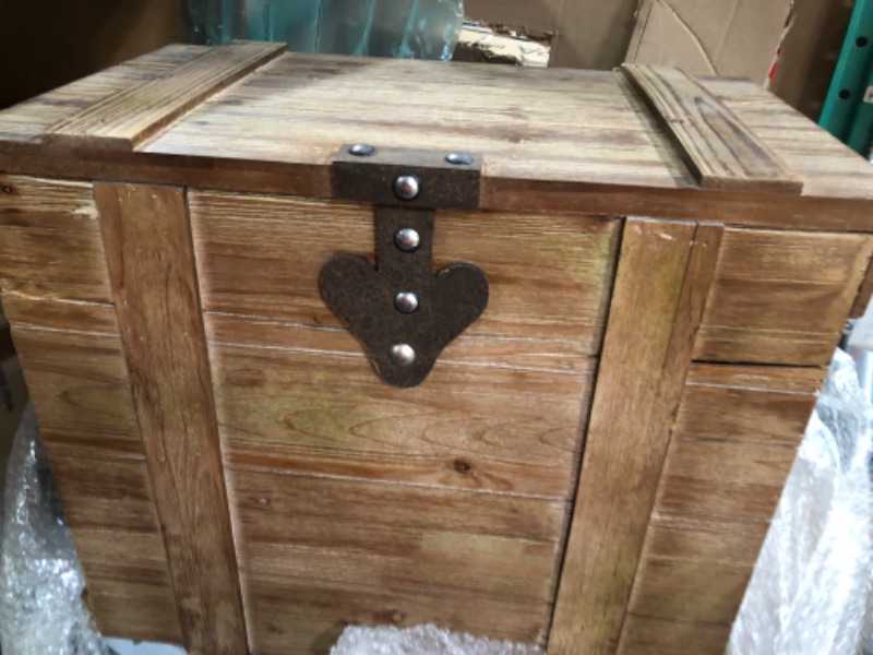 Photo 2 of **READ NOTES** Household Essentials White Washed Rustic Decorative Wooden Trunk