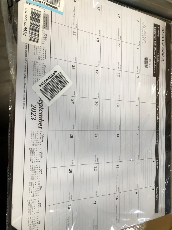 Photo 2 of AT-A-GLANCE 2023-2024 Academic Desk Calendar, Monthly Desk Pad, 21-3/4" x 17"