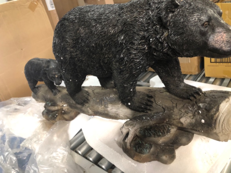 Photo 3 of ++Minor damage in 2 places see photo++  Design Toscano Mother Black Bear and Cub on a Log Outdoor Garden Animal Statue, 37" Wx11 Dx19 H