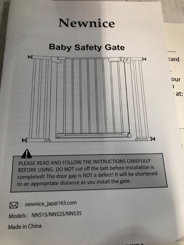 Photo 2 of ++Factory sealed++  Newnice 29.7"-46" Baby Gate for Stairs, Auto Close Dog Gates for the House, Wide Baby Safety Pet Gates Pressure/Hardware Mounted for Doorway, Easy Walk Thru Child Gates for Stairs Kids Toddlers, Brown