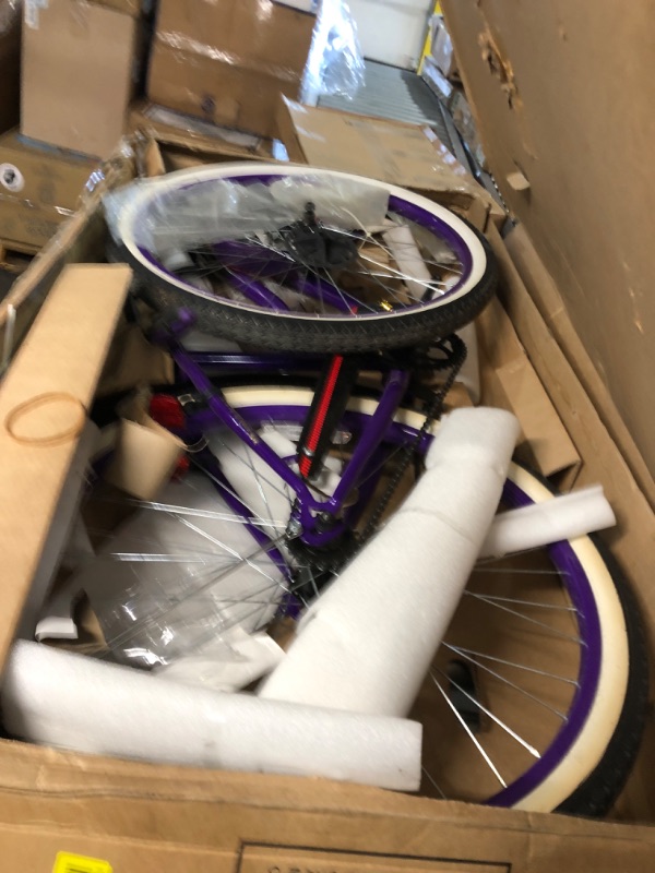 Photo 2 of ***Parts Only***Schwinn Disney Queen Adult Classic Cruiser Bike, 26-Inch Wheels, Low Step Through Steel Frame, Single Speed, Large Saddle, Coaster Brakes, Multiple Colors Purple One Size