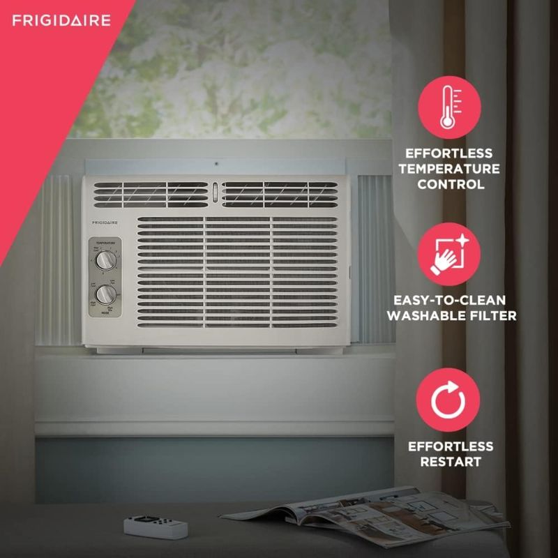 Photo 1 of ++Tested & Works see photo for green light++ Frigidaire FFRA051WAE Window-Mounted Room Air Conditioner, 5,000 BTU with Temperature Control and Easy-to-Clean Washable Filter, in White
