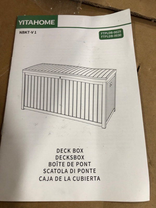 Photo 1 of **FOR PARTS OR REPAIR**
YITAHOME Large Deck Box, Outdoor Storage Container 114 Gallon - Black  Outdoor Pillows, Pool Supplies, Garden Tools, Furniture and Sports Equipment, Water-resistant, Lockable -BLACK