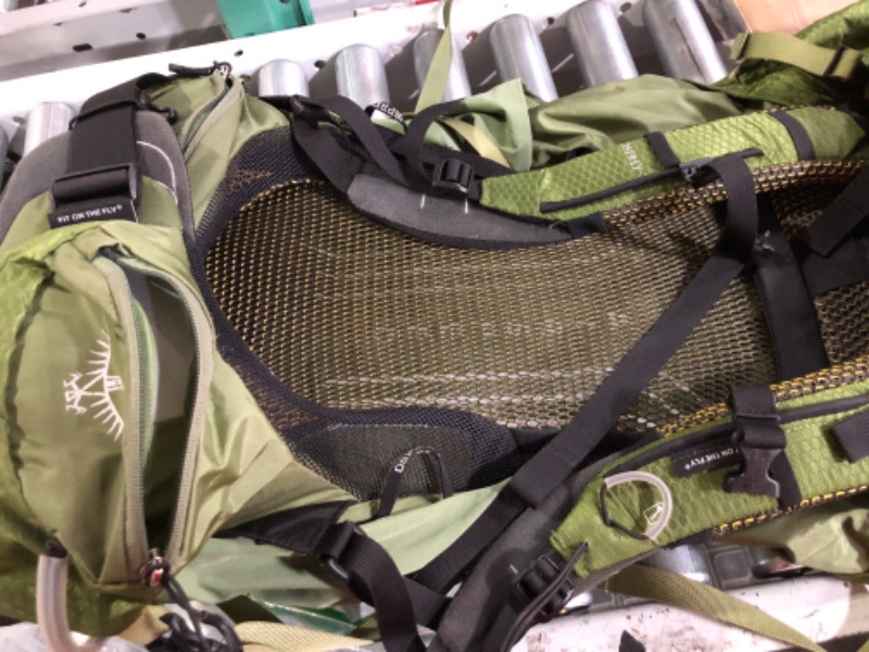 Photo 3 of +Minor damage zipper missing handle part+ Osprey Atmos AG 50 Men's Backpacking Backpack Mythical Green Small/Medium