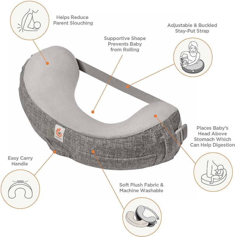 Photo 1 of Ergobaby Natural Curve Nursing Pillow with Strap, Grey