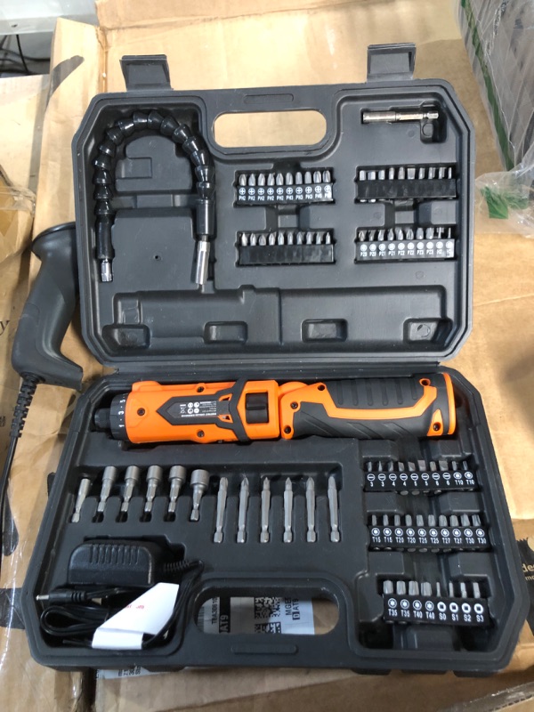 Photo 2 of ENERTWIST Cordless Screwdriver, 8V Max 10Nm Electric Screwdriver Rechargeable Set with 82 Accessory Kit and Charger in Carrying Case, 21+1 