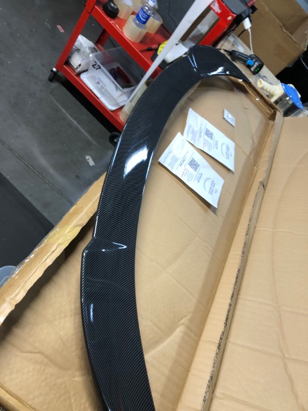 Photo 1 of Xipoo Fit Tesla Model 3 Spoiler Trunk Spoiler Wing Performance Rear Spoiler Wing Lip for 2017-2023 Tesla Model 3 Accessories (Glossy Carbon Fiber, Model 3 Performance Spoiler) Glossy Carbon Fiber Model 3 Performance Spoiler