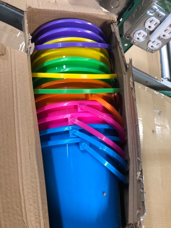 Photo 1 of 12 Pack Beach Pails Sand Buckets - Pails and Buckets for Kids - Beach Toys Use for Sand Molds & Castles - 7" Buckets with Handles for Beach & Pool