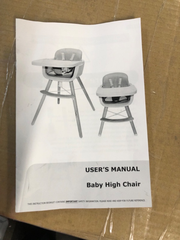 Photo 1 of 3-in-1 Convertible Wooden High Chair,Baby High Chair with Adjustable Legs & Dishwasher Safe Tray, Made of Sleek Hardwood & Premium Leatherette,Cream Color