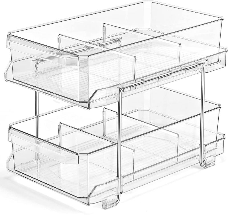 Photo 1 of *SEE NOTES* 2 tier clear organizer pantry medicine cabinet bins