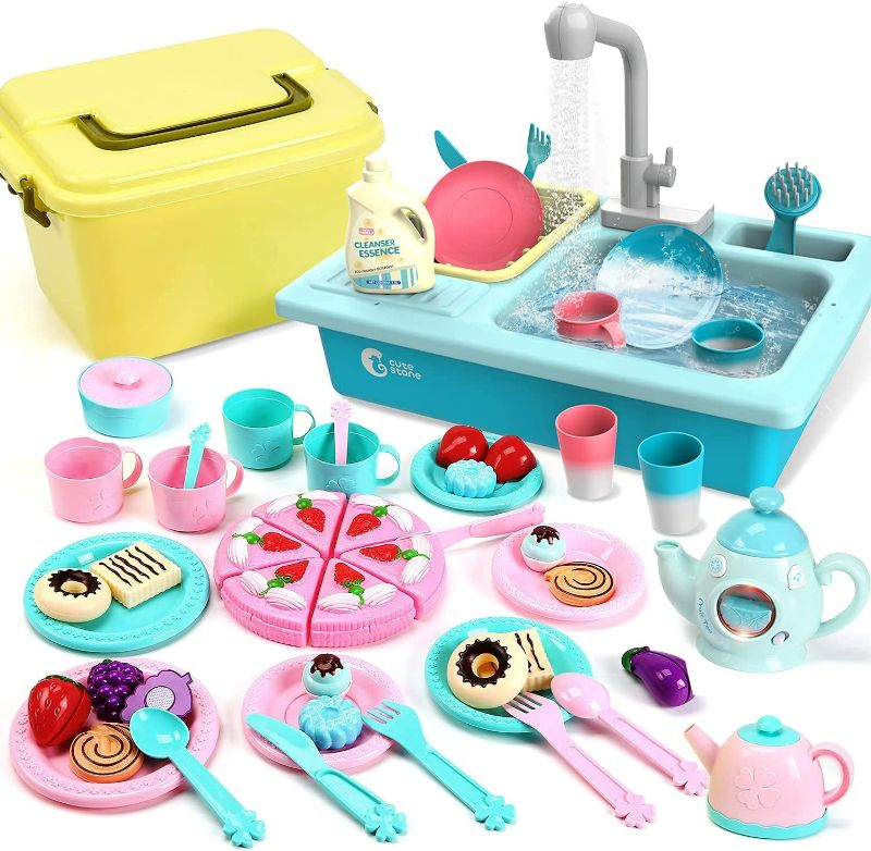 Photo 1 of *SEE NOTES* CUTE STONE Kitchen Sink Toys Blue and Tea Party Playset