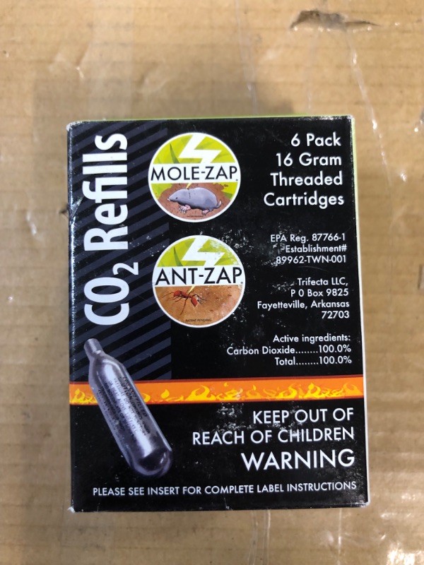 Photo 2 of 16g Threaded CO2 Cartridges 6-Pack Mole-Zap/Ant Zap Refills