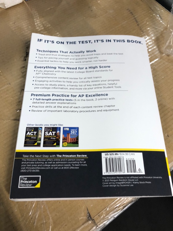 Photo 2 of *SEE NOTES* Princeton Review AP Chemistry Premium Prep, 2022: 7 Practice Tests + Complete Content Review + Strategies & Techniques (2022) (College Test Preparation)