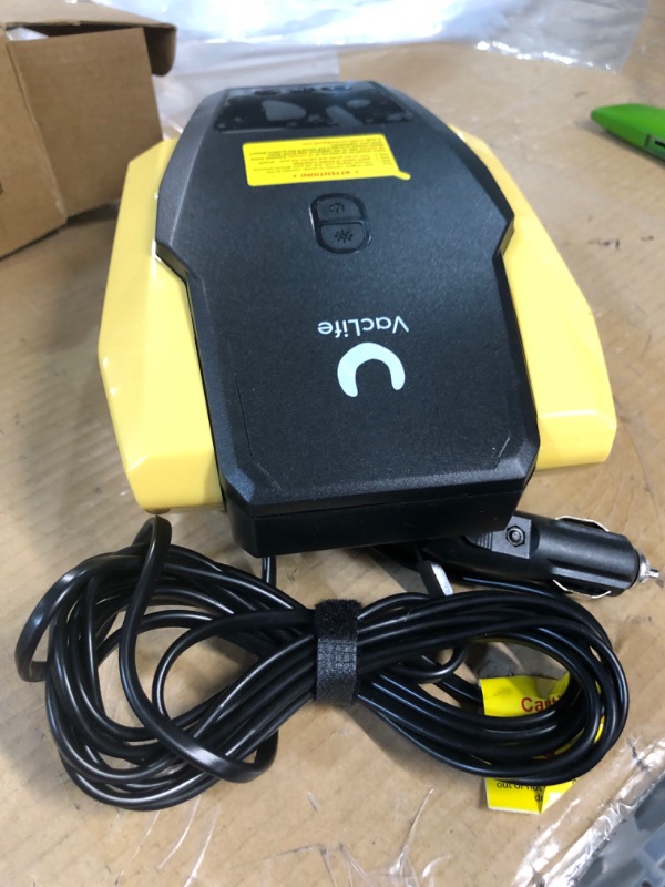 Photo 4 of VacLife Tire Inflator Portable Air Compressor (up to 50 PSI), 12V DC Tire Pump for Bikes (up to 150 PSI) w/LED Light, Digital Pressure Gauge, Model: ATJ-1166, Yellow 