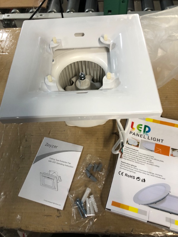 Photo 2 of *SEE NOTES* Bathroom Exhaust Fan with LED Light Square, 110 CFM 1.0 Sones 4 Inches Duct 110V, White