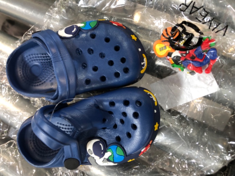 Photo 1 of *ONE SHOE SLIGHTLY SMASHED* Kids Clogs, Navy Blue, Toddler Size 7/24