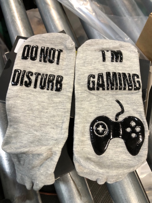 Photo 1 of "Do Not Disturb I'm Gaming" Socks, 1 Pair, Gray, One Size 