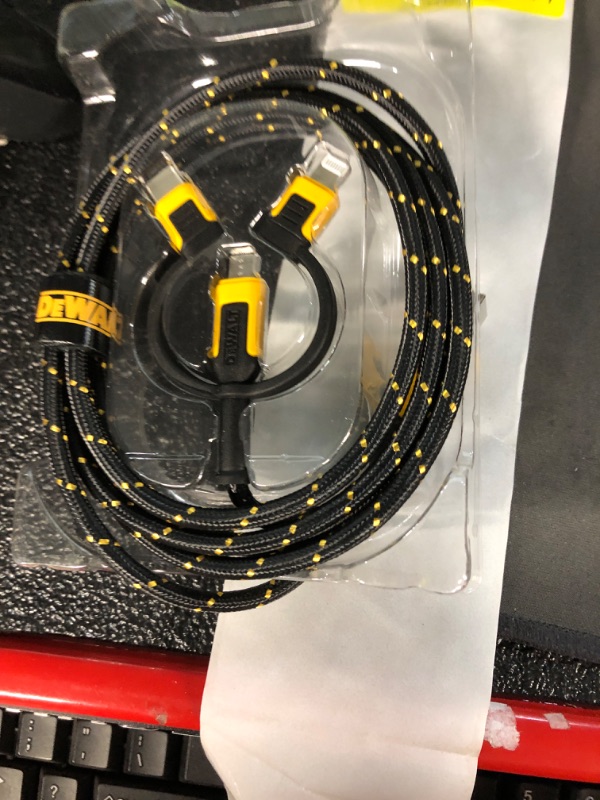 Photo 2 of DEWALT Reinforced 3-in-1 Combo Cable — Multi-Charging Cable — Lightning, Type C, Micro-USB Adapter Cable — Android and Apple Compatible Charging Cable — 3 Way Phone Charger Cable — 6ft 6-Foot