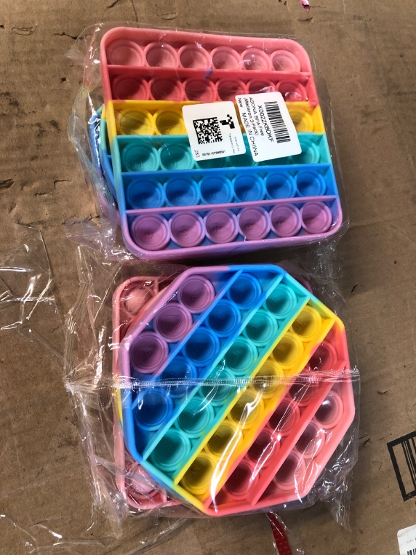 Photo 2 of (2 Pack) ASONA Pastel Rainbow Pop Fidget Toys with Circle Square Octagon 