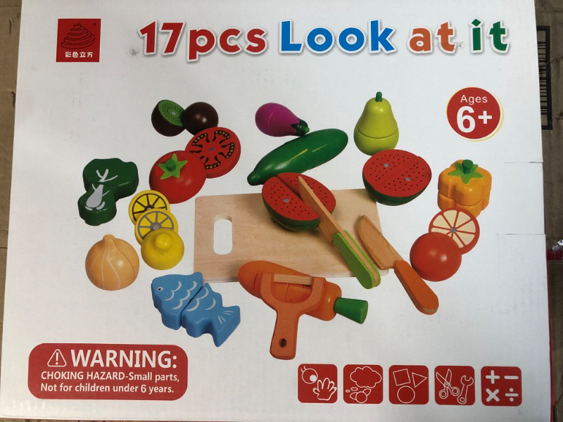 Photo 2 of NPL Wooden Food Toy Set With Cutting Board, 17 Pcs