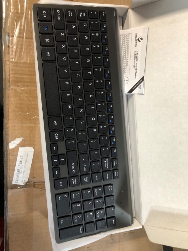 Photo 4 of J JOYACCESS Wireless Keyboard and Mouse, 2.4G Ergonomic - Black Grey