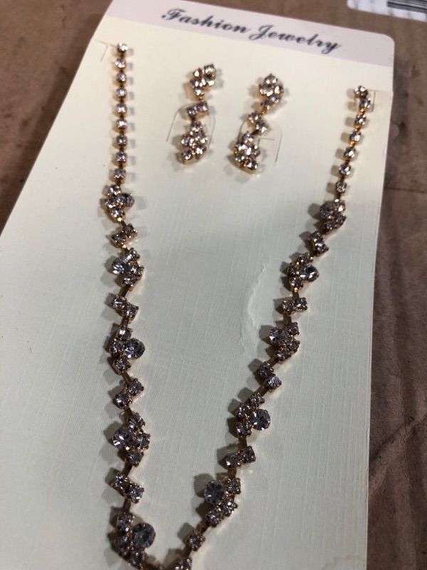 Photo 2 of  Crystal Rhinestone Necklace Earrings Bracelet Jewelry Set Wedding prom 2 SET-Silver