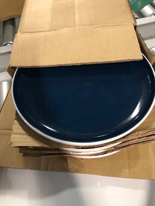 Photo 5 of **USED BUT APPEARS NEW** GBHOME Ceramic Dinnerware Sets, Double Color Glaze Plates and Bowls Set, (12pc) - White&Cobalt 